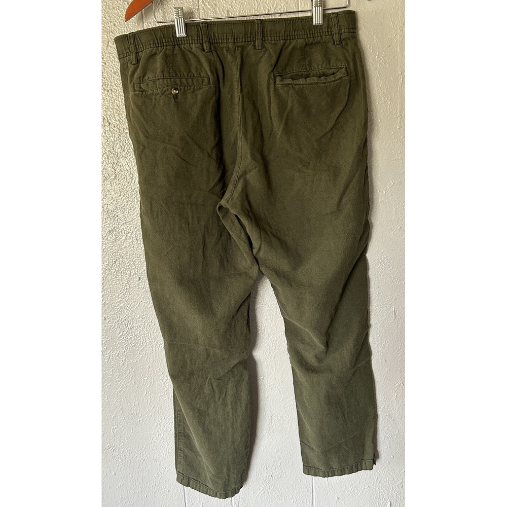 Old Navy Men's Loose Taper Linen Blend Pants Green Size L Drawstring Casual - Picture 3 of 5